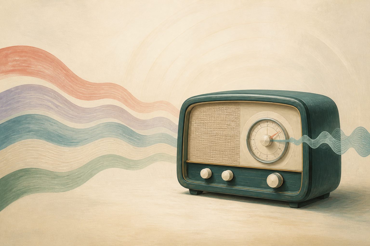 Een radio ontvangt verschillende zachte frequentiegolven.